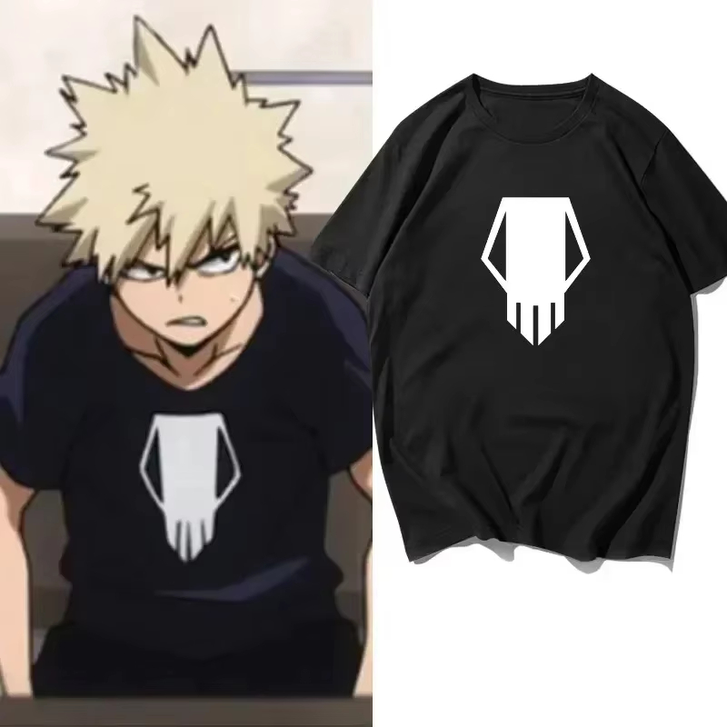 Anime Themed Merchandise - 夏私のヒーローアカデミア爆豪勝己プリントファッション Tシャツ男性女性のファッション高品質ルーズカジュアルコスプレ Tシャツ