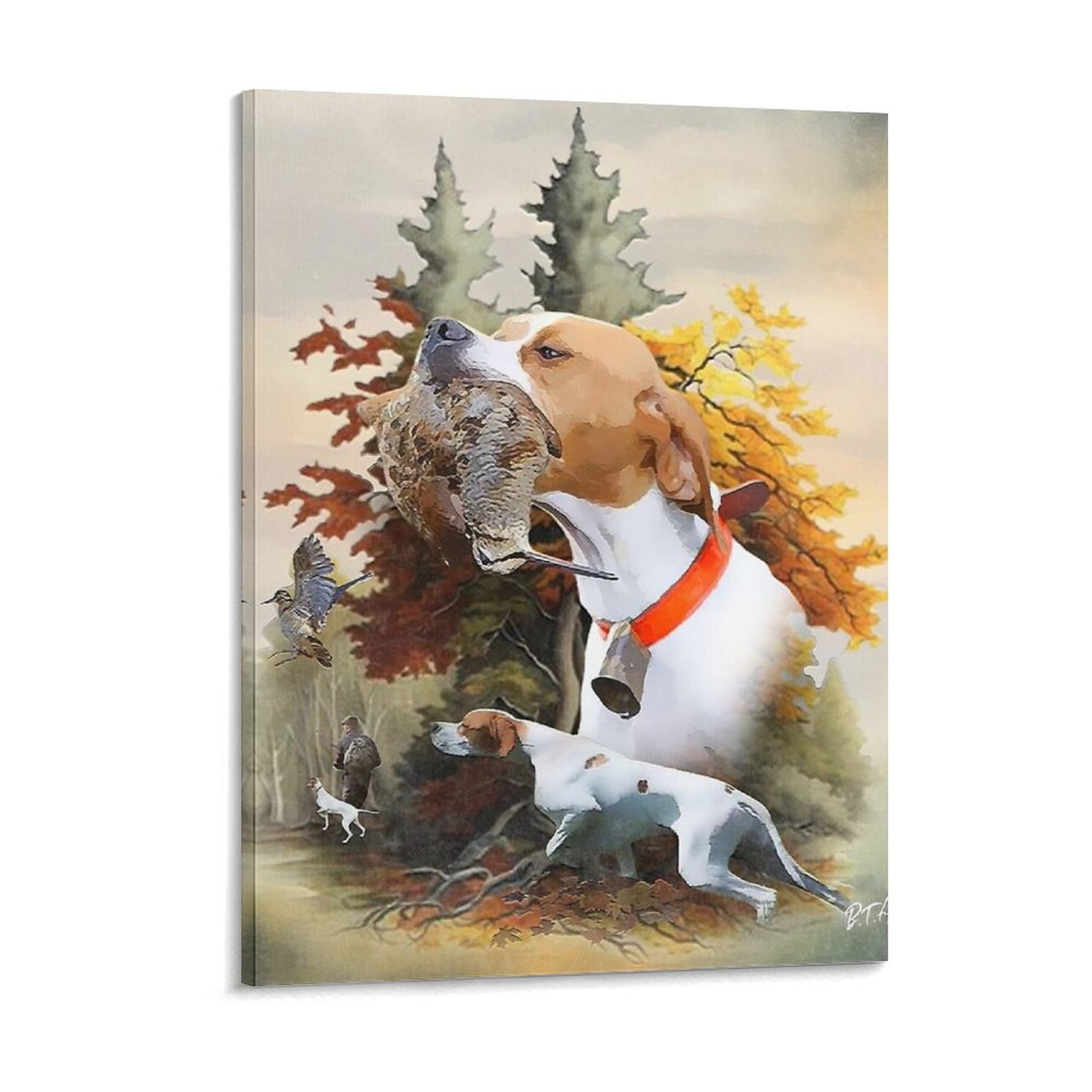 Art Print Framed - 英語ポインターウッドコック狩猟アートキャンバス絵画ホームガレージバーガレージデザインフレーム壁絵画