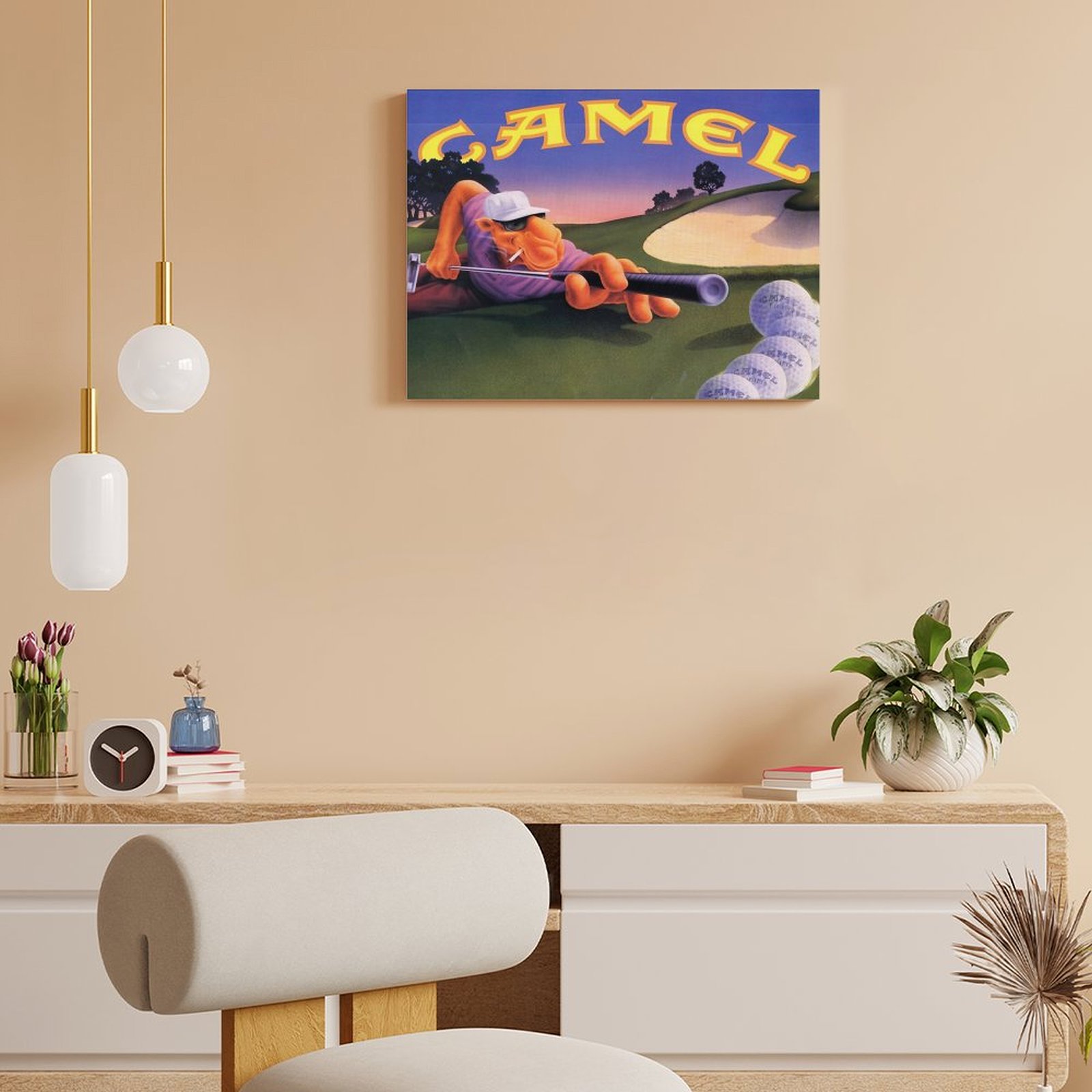 ヴィンテージジョーキャメルルーレット広告キャンバス絵画パーテ - Art Print Framed のレビューと価格