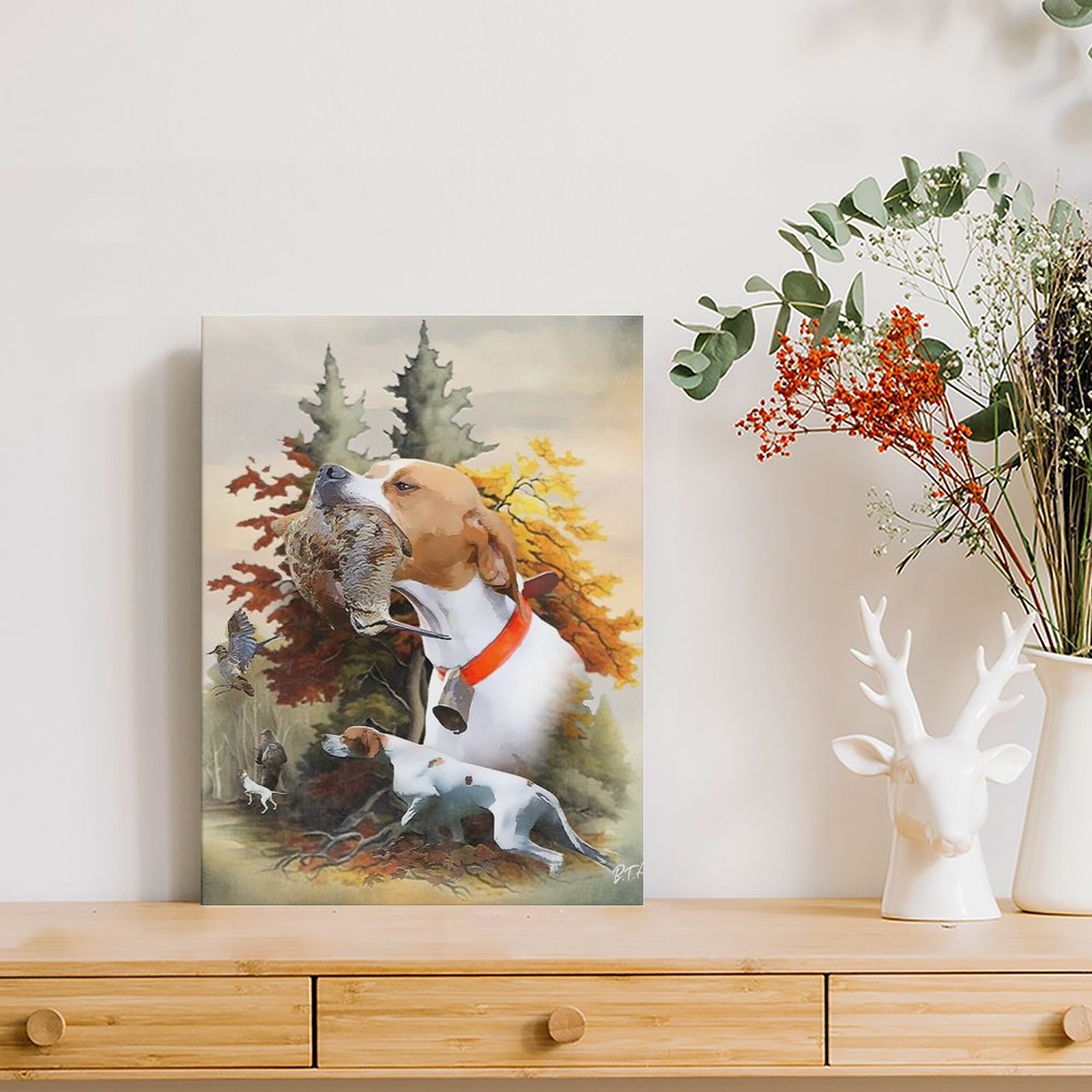 英語ポインターウッドコック狩猟アートキャンバス絵画ホームガレ - Art Print Framed のレビューと価格