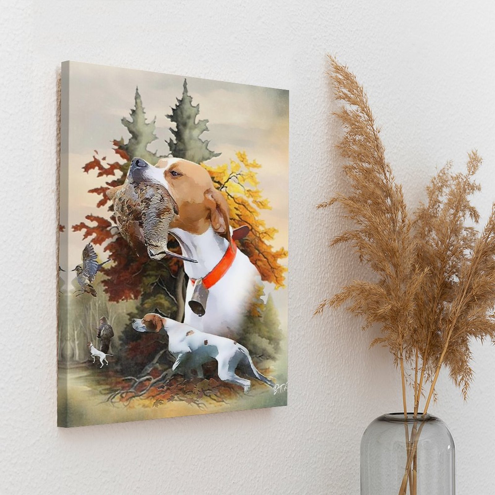 英語ポインターウッドコック狩猟アートキャンバス絵画ホームガレ - Art Print Framed のレビューと価格
